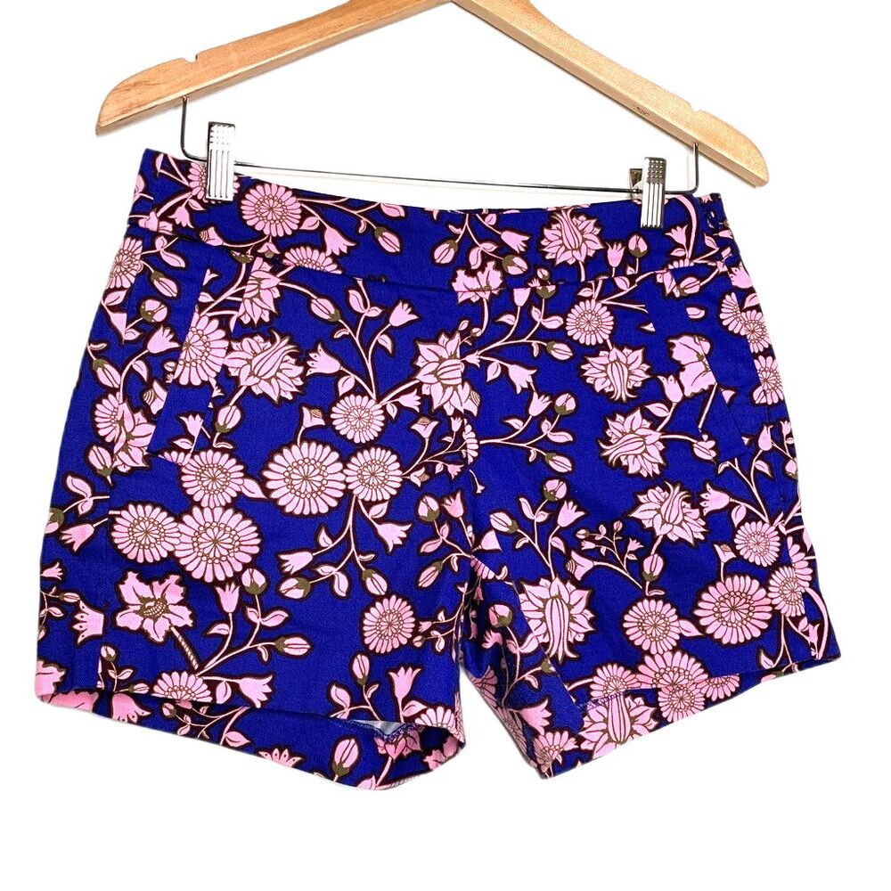 J.crew Womens Hot Pants Pink Blue Floral Pocket 100% Cotton 2